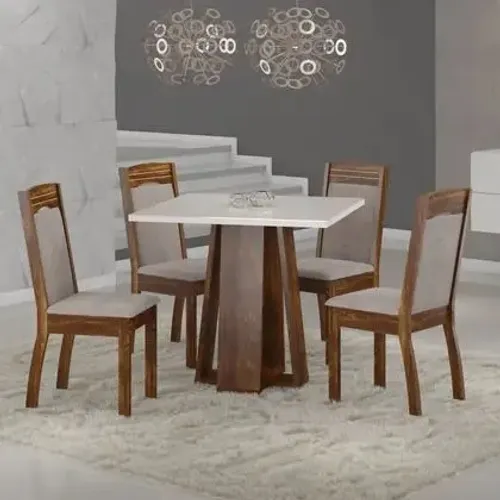 Mesa de Jantar com 4 Cadeiras - Elegância e Conforto