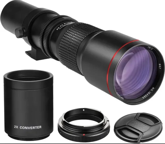 Lente teleobjetiva manual de alta potência 500 mm/1000 mm f/8