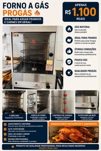 Forno a gás Progás para frango e carnes