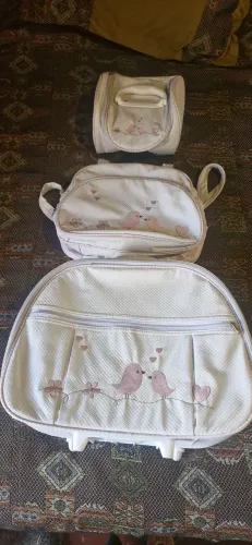 Kit Bolsa Maternidade 3 Peças com Rodinhas 