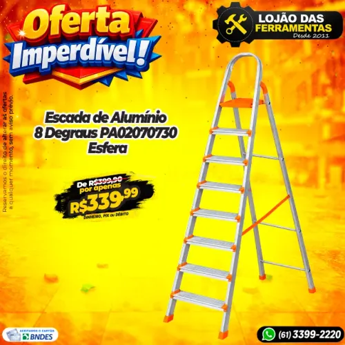 Escada de Alumínio 8 Degraus PA02070730 Esfera