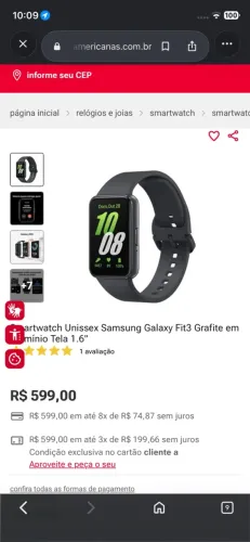 Vendo relógio Samsung fit 3