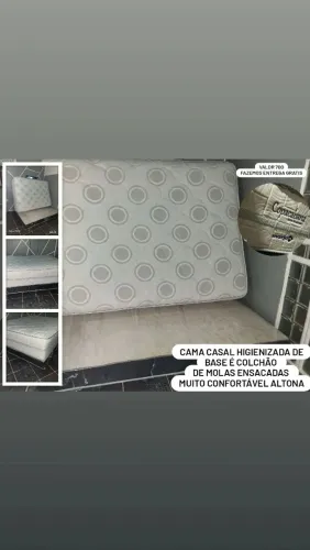 CAMA CASAL BASE E COLCHÃO DE MOLAS ENSACADAS ALTONA CONFORTÁVEL E HIGIENIZADA