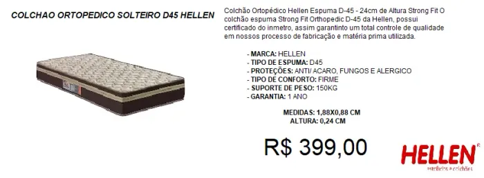 Colchão solteiro-ortopédico