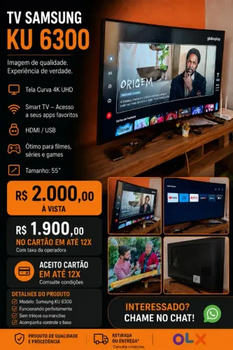 Tv Samsung 55 tela curva. Em ótimo estado de conservação.