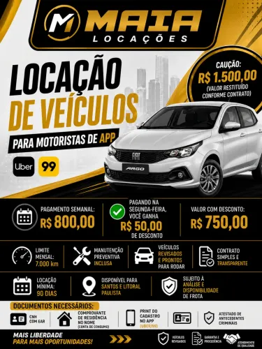 Aluguel de Carros para motorista de aplicativos 