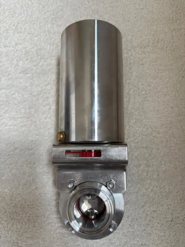 Válvula borboleta sanitária pneumática em inox
