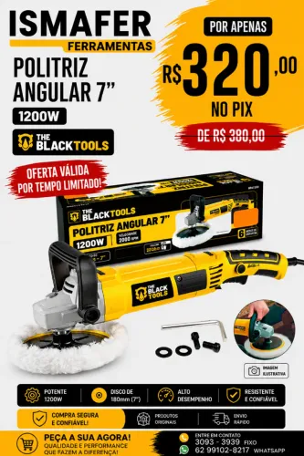 POLITRIZ ANGULAR 7" 1200W THE BLACK TOOLS - BPA1200
