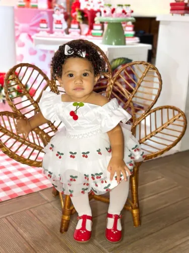 Vestido cerejinha pra aniversário de 1ano