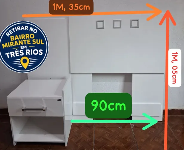 Cabeceira para Cama Box de Solteiro com Mesa de Apoio - Santos Andirá | Branca