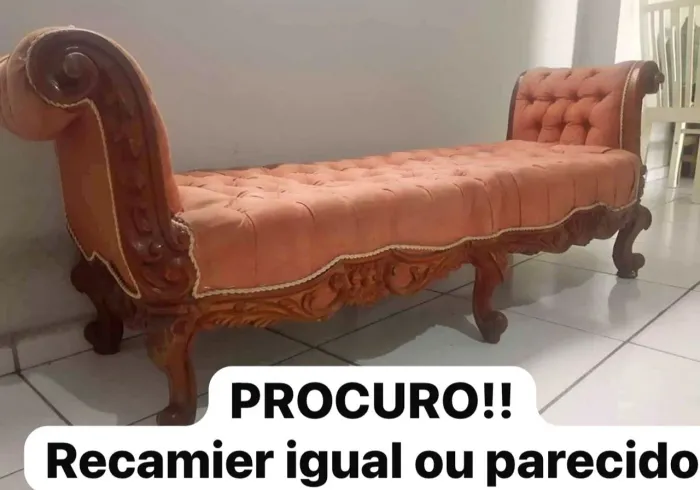 Recamier antigo chaise Luis xv chipandelle vintage art Noveau madeira maciça namoradeira 