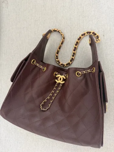 Chanel 25 Small Marrom Couro Caviar Original