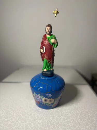 peça artesanal são judas tadeu craquelê azul
