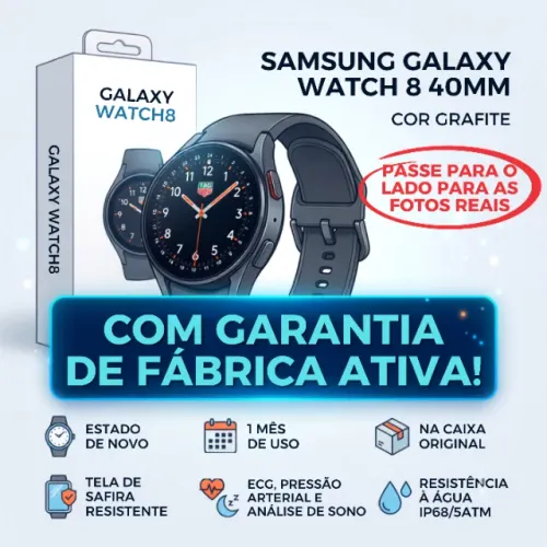 Samsung Galaxy Watch 8 40mm Grafite - Estado de Novo (1 Mês de Uso)