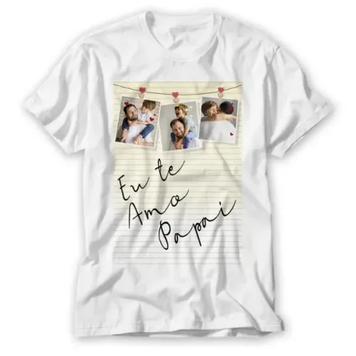 Camisa Branca Poliéster Personalizada dia dos pais com foto