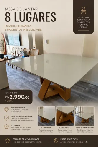 Mesa de Jantar 8 Lugares - Elegância e Sofisticação para Seu Ambiente