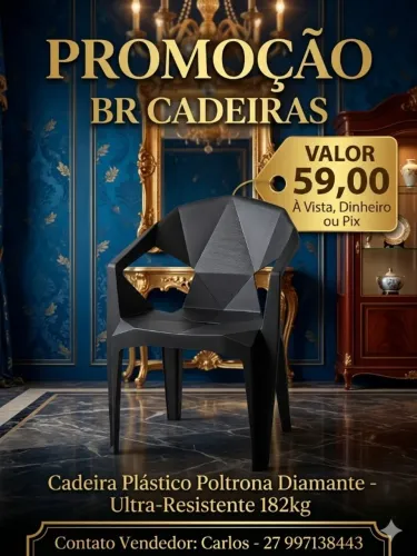 Cadeira Plástico Poltrona Diamante 182kg 