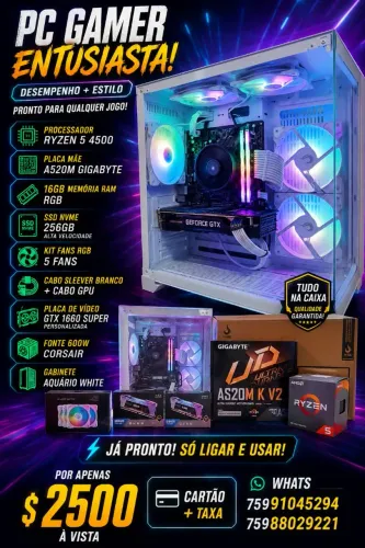 PC Gamer Ryzen 5 - Pronto pra Uso