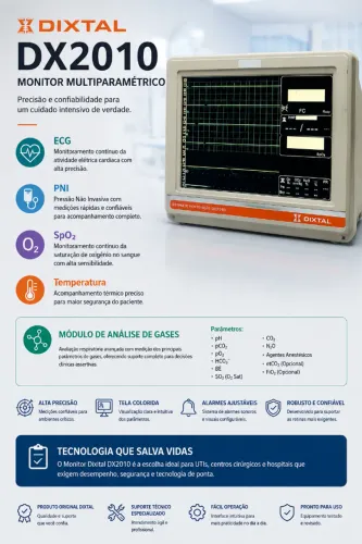 Monitor Dixtal 2010 com analisador de gases