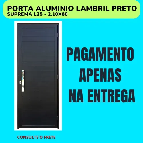 porta aluminio lambril preto 2.10x0,80 -frete a/c
