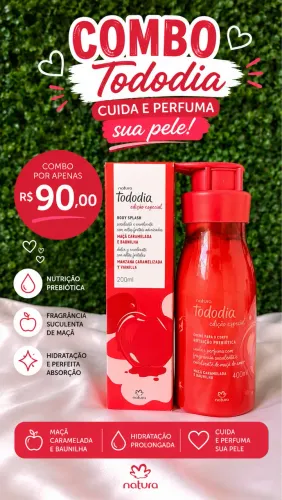 Combo de hidratante + body splash natura maçã caramelizada e baunilha 