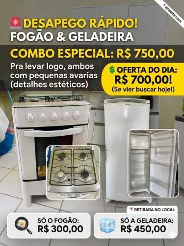 Vendo geladeira e fogão