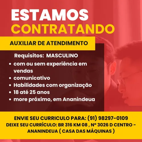 Auxiliar de vendas masculino