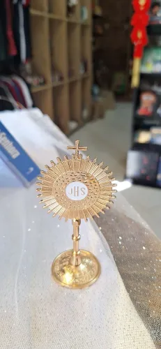 Mini Ostensório Sagrado Coração JHS Dourado Metalizado_Uberlândia