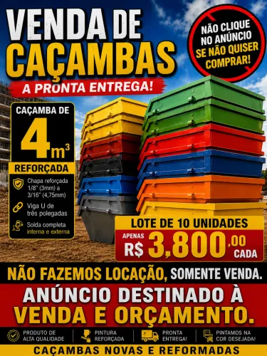Caçambas novas de entulho 4 m³