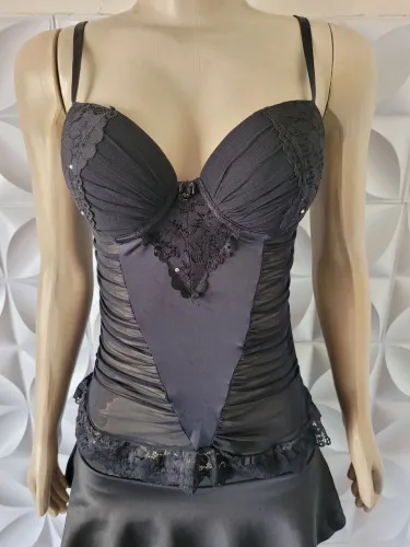 Corsete em tule e renda tamanho M