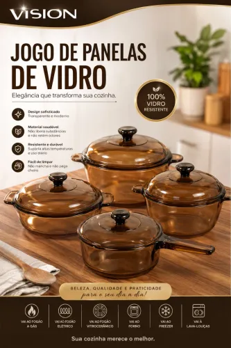 Panelas de Vidro VISION Originais | Resistentes, Elegantes e Modernas