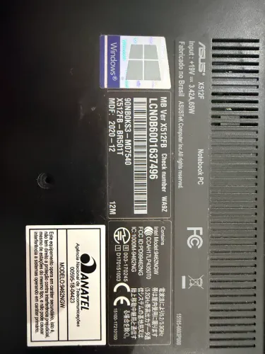 Notebook ASUS x512fb Intel i5, 8GB memória, placa GeForce (para peças)
