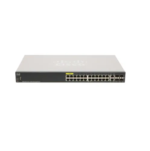 Switch PoE Cisco SF350-24P uplink giga, 24 portas fast 100 PoE gerenciado