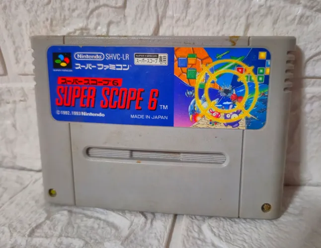 cartucho original japonês do jogo Super Scope 6 para o console Super Famicom