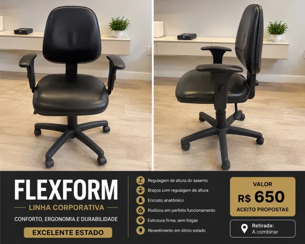 Cadeira de Escritório Flexform Corporativa - Excelente Estado