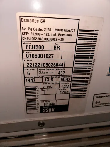 FREEZER ESMALTEC ECH500 2portas 437 ltrs