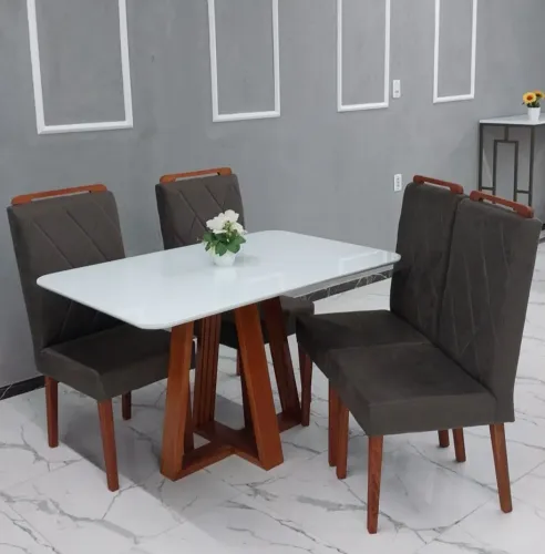 Conjunto Sala de Janta 100% Madeira 1.20x80 A.L.T.O P.A.D.R.Ã.O