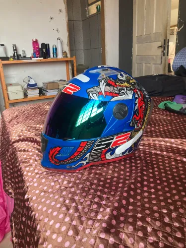 Capacete S2 Azul com viseira camaleão