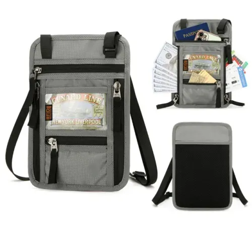Bolsa Multifunção c/ alça Para Passaporte Viagem Internacional (vários bolsos)