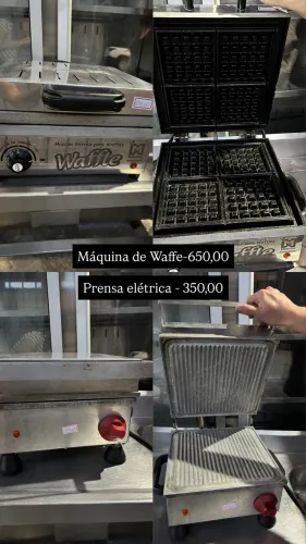 Máquina de waffe + prensa para lanche