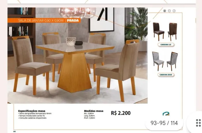 Mesa laqueada 4 cadeiras 