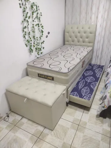 Cama solteiro com auxiliar colchão de 33 completo