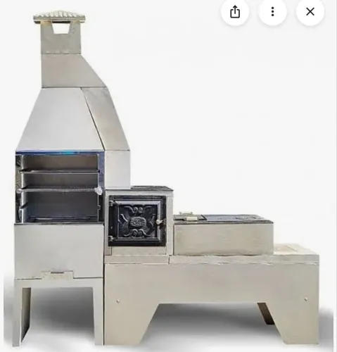 Churrasqueira com fogão e forno a lenha 