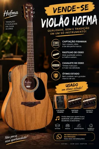 Violão Folk elétrico Hofma Hmf 270 Natural Acetinado