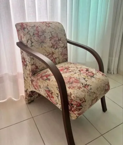 Poltrona Josy Movelart 1 Lugar - Tecido Floral Letícia 17 Castanho