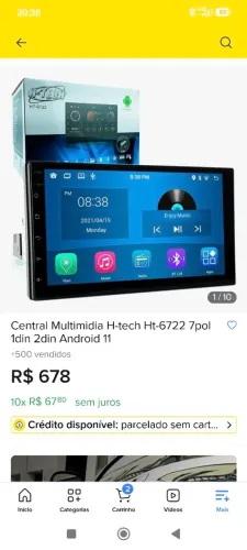 Central Multimídia H-tech 7 POL 1din e 2 din Android 11