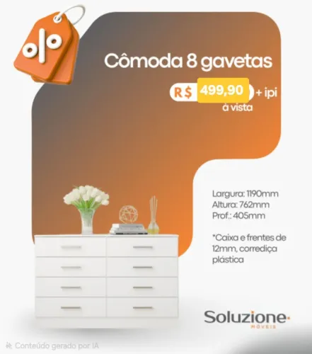 Cômoda Grande 8 gavetas