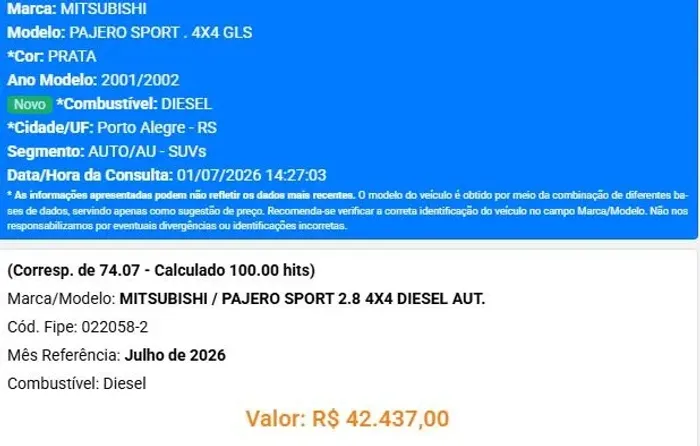 Mitsubishi Pajero GLS 2.8 Diesel Turbo Mec. 2002