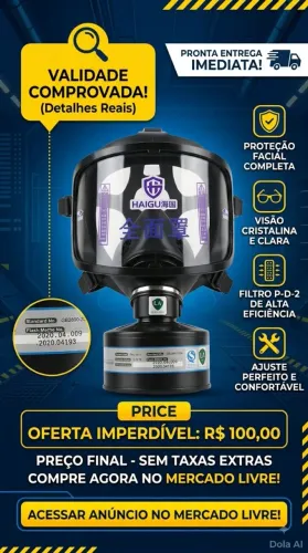 Máscara facial com filtro de carvão ativado