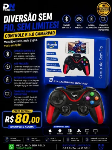 Controle Bluetooth Android, PS3, Ps4 e smart TV